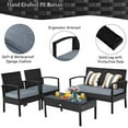 thumbnail image 4 of Aimee Lii 4 Pieces Outdoor Rattan Patio Conversation Set, Wicker Patio Furniture Set with with Loveseat and Table, Black, 4 of 10