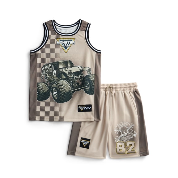 Monster Jam Boys Basketball Jersey and Shorts Set, 2-Piece, Sizes 4-12