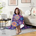 thumbnail image 4 of Wearable Blanket,Purple Paisley and Floral Pattern Hooded Wearable Flannel Blanket for Adults & Teens,Winter Poncho Shawl Wrap Cape Cozy Anti-Pill,60"x80", 4 of 5