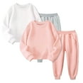 thumbnail image 4 of WOLLED 2Pcs Girls Sweatsuit Outfit Kids Toddler Fleece Sweatpants Sports Two-Piece Suit 1-12Y Baby Autumn Winter Warm Sweater Set, 4 of 9