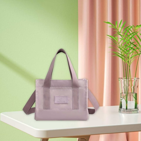 Violete Nylon Shoulder Tote Bag Large Capacity Crossbody | Lightweight Waterproof Purse Black Purple Khaki 20x12x17cm