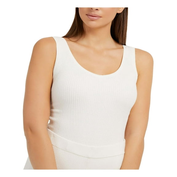 Guess Womens Alexia Sweater Knit Bodysuit Cream White L
