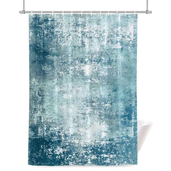 Modern Artistic Abstract Shower Curtain, Gradient Turquoise Mottled Vintage Waterproof Shower Curtain Set with 12 Hooks Lightweight Bath Curtains Fabric Bathroom Decor 48x72 Inches