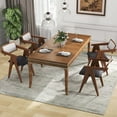 thumbnail image 2 of Costway Modern Accent Chairs Set of 4 with Leathaire Seat Cushions &  Backrests Brown, 2 of 9