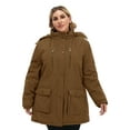 thumbnail image 2 of Soularge Women's Plus Size Winter Coat Warm Puffer Coat Jacket Windproof Winter Jacket Brown 4X, 2 of 8