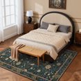 thumbnail image 2 of Lahome Non-Slip Washable 6x9 Area Rug, Boho Floral Vintage Low-Pile Carpet for Living Room Dining Room Table and Farmhouse Office, Ultra Thin Soft Indoor Mat in Dark Green/Black, 2 of 8
