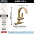 thumbnail image 5 of Delta Albion Brushed Gold Bathroom Faucet 1 Hole, Single Hole Bathroom Sink Faucet for Vanity, Metal Push-Pop Drain Assembly, Champagne Bronze, 5 of 8