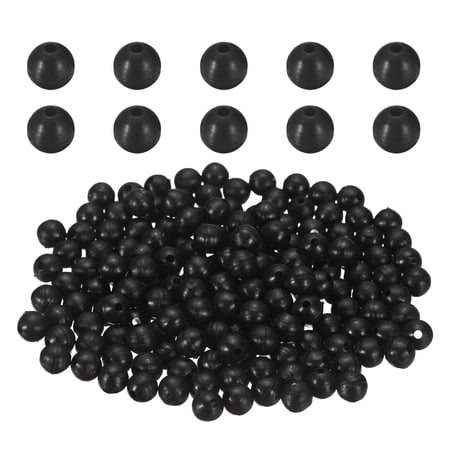 Uxcell 250 Pcs Fishing Beads 5mm Plastic Round Hard Bait Egg Lure Rigs Freshwater Saltwater for Fishing Rigs for Catfish Rig Outdoor Tackle Tool Black