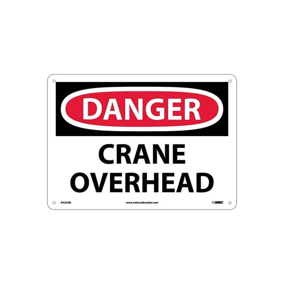 National Marker Danger Signs; Crane Overhead 10X14 .040 Aluminum D425AB