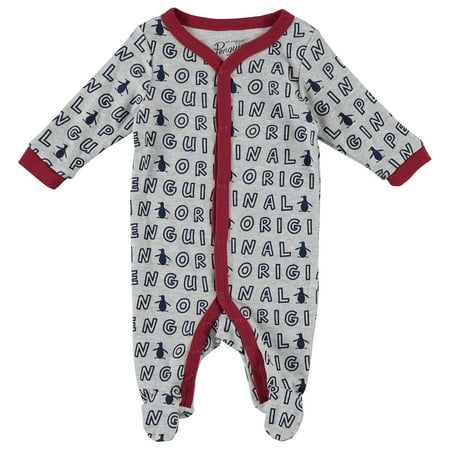 

Original Penguin Baby Boys Romper Pajama | Snap Closure Baby Romper Bodysuit (Grey/Red/Navy 3-6 Months)