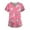 Pink, variant on QWERTYU Womens Scrub Tops Short Sleeve Animal Print V Neck Workwear Uniform Pockets Scrubs Top Beige L