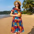 thumbnail image 4 of Disketp Colorful Hawaii Palms para Vestido de Manga Corta para Mujeres, Vestidos de Verano para Mujeres, Casual y Holgado para la Playa, 4 of 6