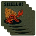 thumbnail image 1 of Shello Hello Hermit Crab Shell Funny Humor Low Profile Novelty Cork Coaster Set, 1 of 4