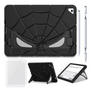 for iPad 9.7 inch 2018 2017 (6th/5th Gen)/Pro 9.7" Case with Bulit-in Kickstand, Screen Protector & Stylus Pen, Soft Silicone & Hard PC 2in1 Hybrid Rugged Spider Armor Protective Cover Kids Man