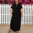 thumbnail image 6 of Tqcoqu Women's Plus Size Casual Maxi Dresses,Short Sleeve Loose Beach Dress Sundress with Pockets,Black Women's XL-XXXXXL, 6 of 9