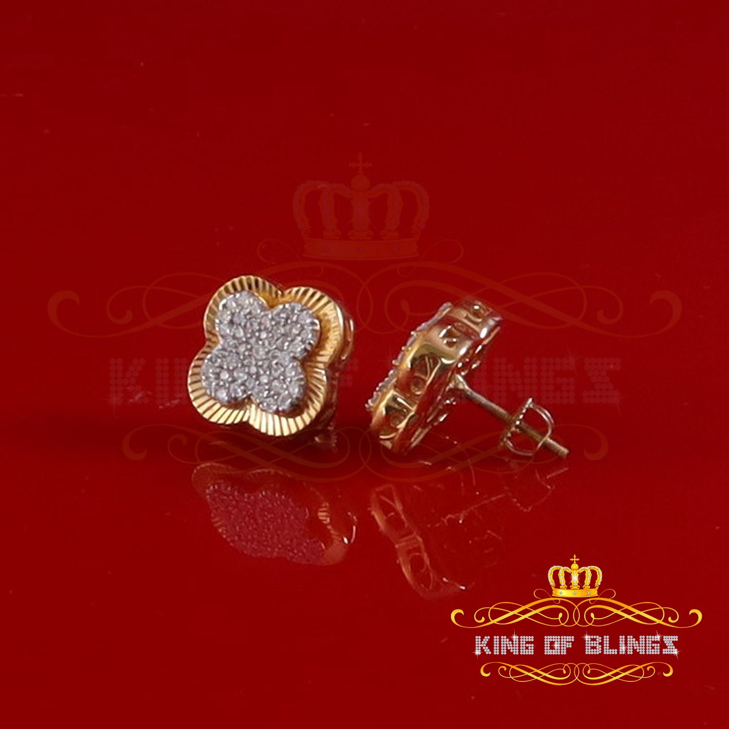 King of Bling's 1.00 ct VVS 'D' Moissanite Mens/Womens 925 Silver Yellow Stud Earrings