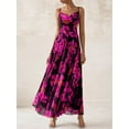 thumbnail image 4 of Vestido largo floral BTFBM con tirantes finos, negro con rosa - L, 4 of 8