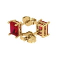 thumbnail image 2 of 14K Solid Gold Push Back Stud Earrings for Women | 2 cttw Emerald Cut Simulated Pink Tourmaline | Yellow Gold, 2 of 5