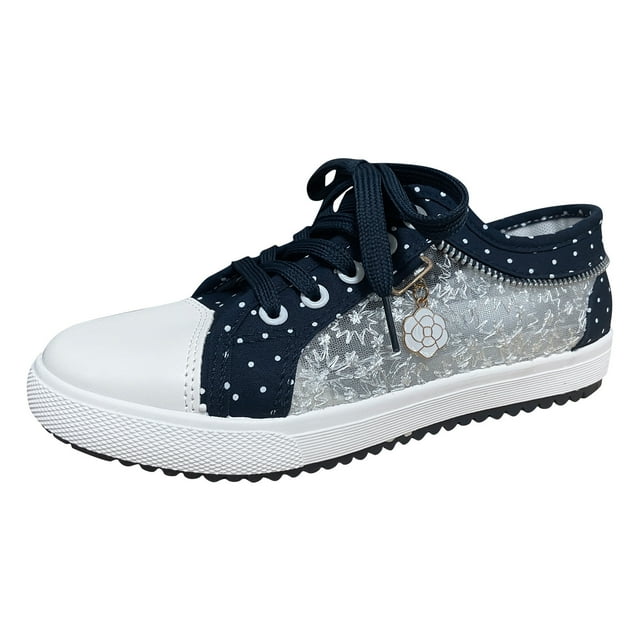Kcodviy Chaussures à Motif en Maille pour Femmes, Chaussures Décontractées en Dentelle, Chaussures Décontractées à Fleurs pour l'Automne, Chaussures Décontractées à Lacets pour Femmes, Chaussures Compensées Décontractées
