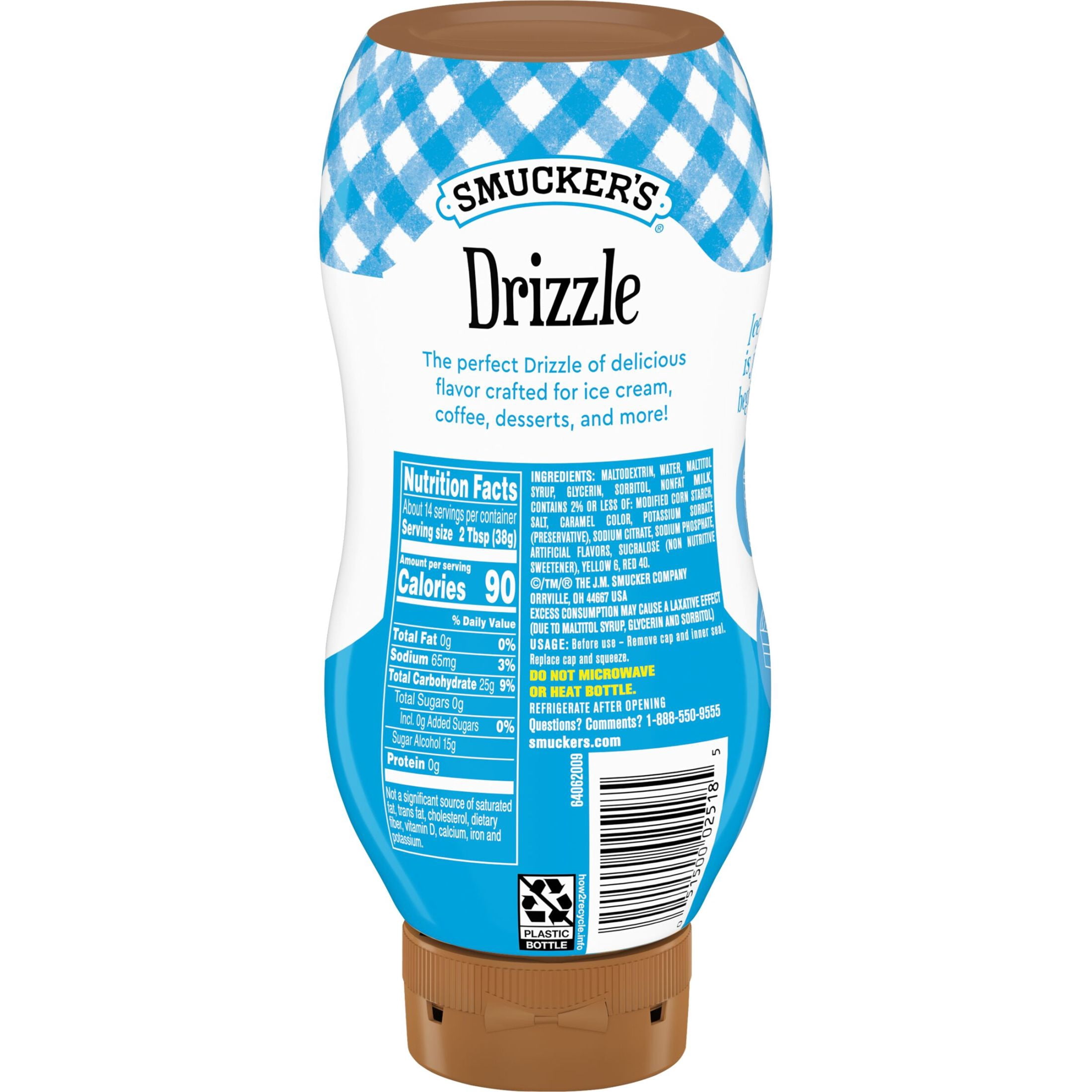 (3 pack) Smucker's Drizzle Sugar Free Caramel Artificially Flavored Syrup, 19.25 oz Squeezable Bottle