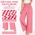 thumbnail image 5 of DAKIMOE Pajama Pants Women Palazzo Pants High Waisted Gingham Stripe Lounge Pants Wide Leg PJ Bottoms for Women Valentine's Day, 5 of 10