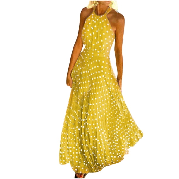 Vestido largo Odeerbi ODB155226 para mujer sin mangas cuello redondo estampado de Puntos