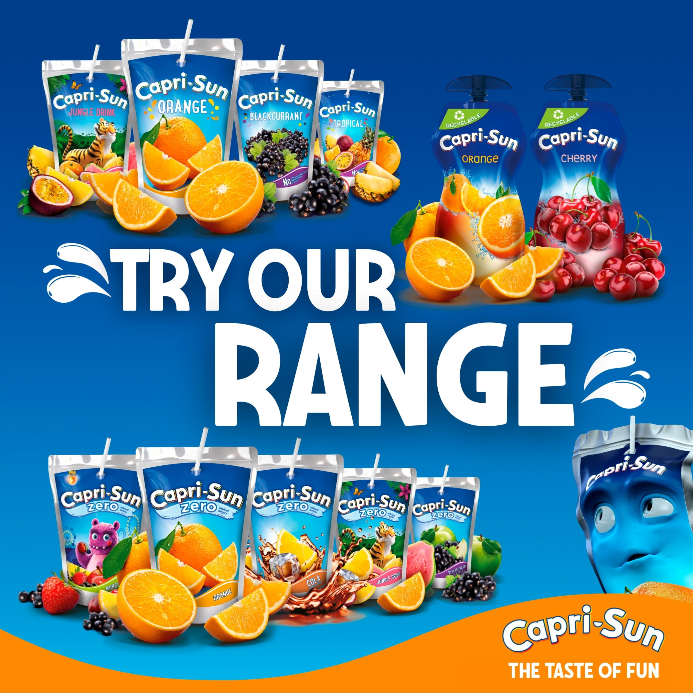 Capri-Sun Double Strength Orange Squash 1L, Imported from Britain