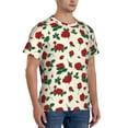 thumbnail image 4 of Yiaed Rose Flowers Print Mens Short Sleeve Tight Fit T-Shirt, Crewneck Casual Tee-Large, 4 of 5
