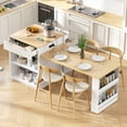 thumbnail image 2 of 82.6" Fluted Kitchen Island with Extendable Dining Table for 4-6, Island Table for Kitchen with Power Outlet, Kitchen Table with Double-Side Storage, 2 Drawers 2 Side Open Shelves, 2 of 14
