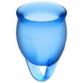 thumbnail image 5 of Satisfyer Feel Confident Menstrual Cup - Reusable Period Cup with Removal Ring - Soft, Flexible Body-Safe Silicone, Easy Insertion & Removal - Includes 2 Cup Sizes for All Flows (Dark Blue), 5 of 7