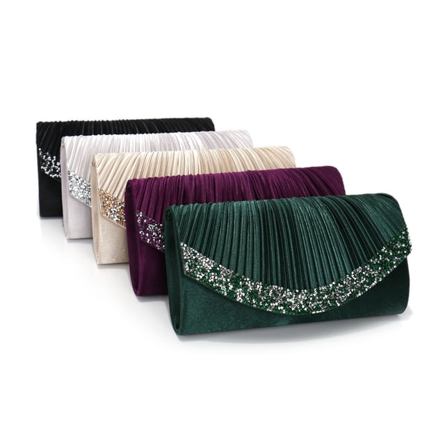 Sentmoon Women's Handbags Purses Valentine's Day Gift Women's Wrinkled Rhinestone A Fashionable and Versatile Spring/Summer Style for Banquets and Weddings Featuring Sequins Sparkles and A Chain.