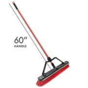 Libman 24 inch Heavy-Duty Push Broom for Rough Surfaces with Red and Black Bristles