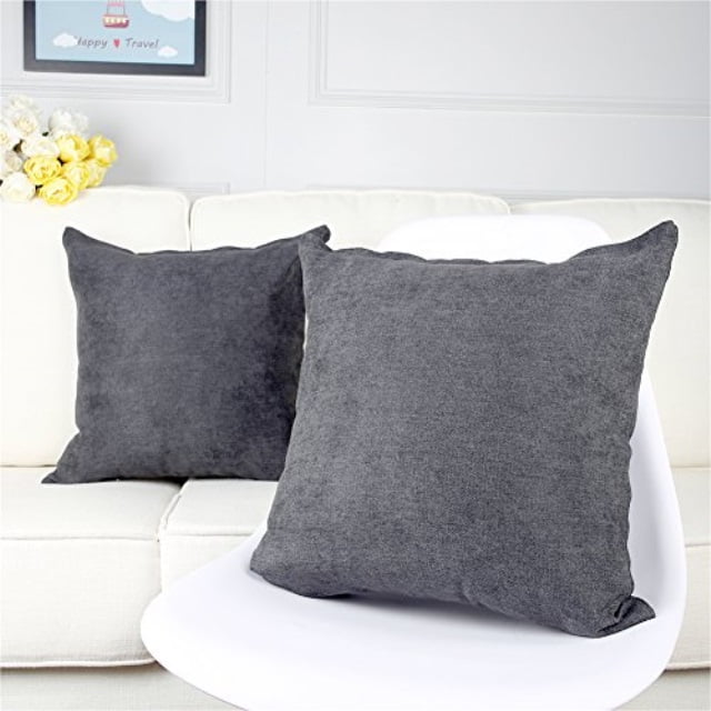 Top Finel Square Decorative Throw Pillow Covers Soft Chenille Outdoor