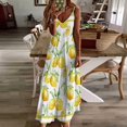 thumbnail image 4 of Watercolor Yellow Fruit Lemon Sleeveless Dress Loose Women's Dress Dresses Luxury Evening Dresses, 4 of 9