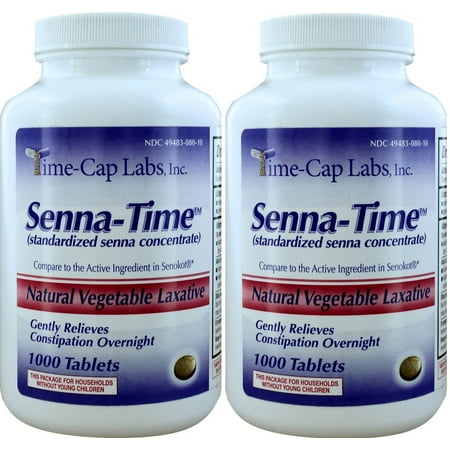 Senna 8.6 mg Generic for Senokot Natural Vegetable Laxative  1000 Tablets per Bottle Pack Of 2