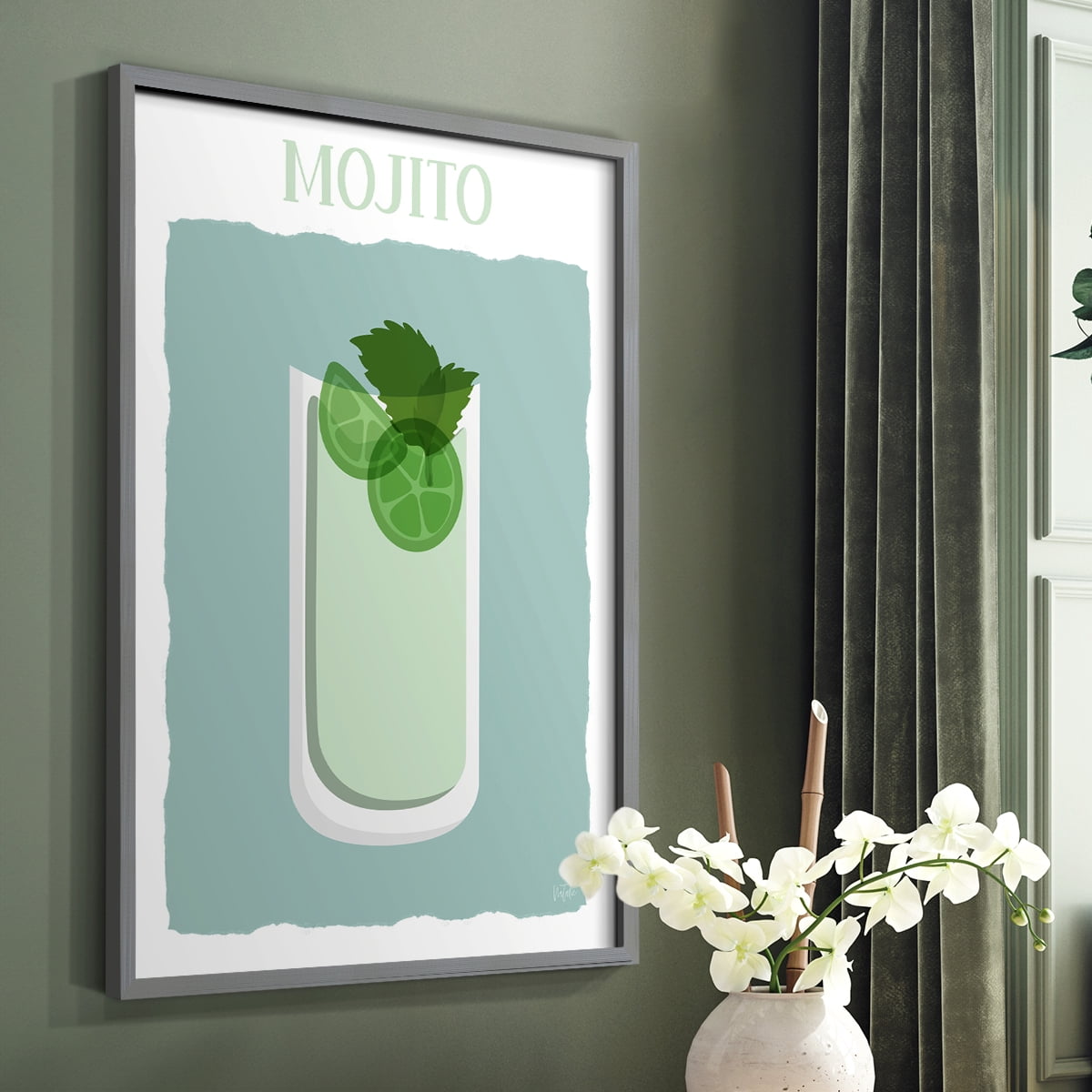 Mojito in Gray Solid Wood 8 x 10 Framed Print