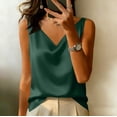 thumbnail image 5 of Minjewel Tank Tops for Women Dressy Satin Sleeveless Blouse Business Casual for Summer,Army Green L, 5 of 5