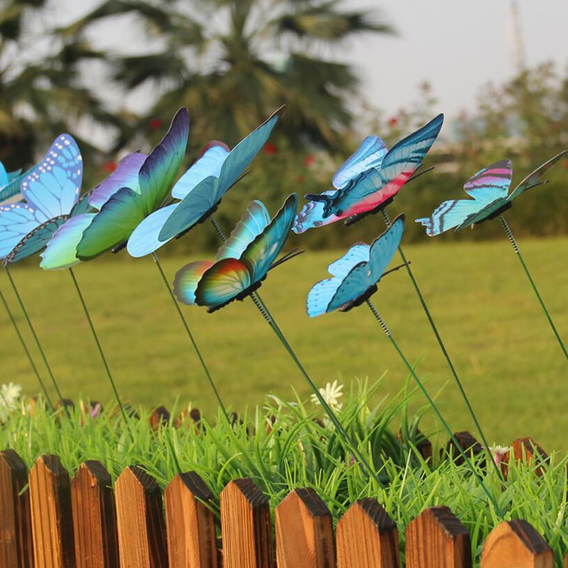 12pcs Butterfly Stakes Garden Decor Party Supplies Patio Ornament Yard Craft 