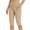 Khaki, variant on Aloohaidyvio Womens Knee Length Leggings High Waisted Yoga Workout Exercise Capris For Casual Summer With Pockets