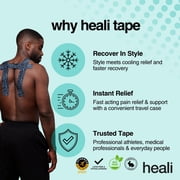 Heali PRO Kinesiology Tape, 20 Pre-Cut Strips, Synthetic Silk, Menthol, Blue, Pack of 1