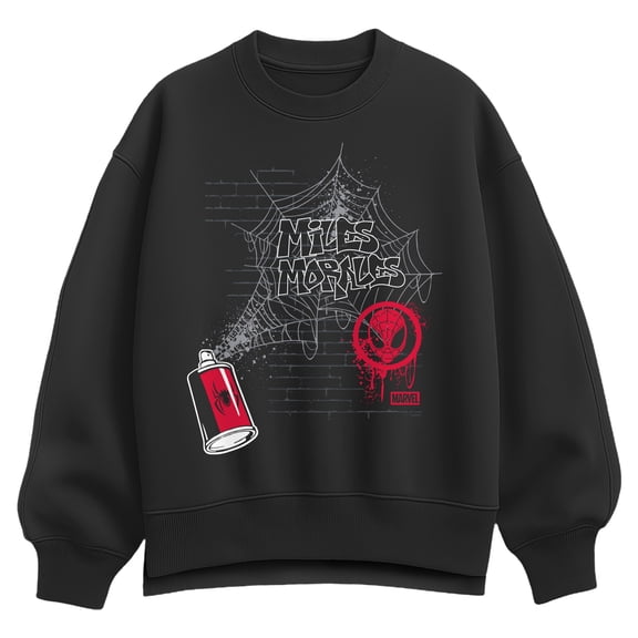 Marvel - Miles Morales Spray Can Web Oversized Fleece Crew Sweatshirt