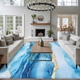 thumbnail image 3 of 5'x8' Area Rugs, Marble Blue Ombre Indoor Outdoor Area Rug for Living Room Bedroom, Modern Abstract Ink Painted Golden Washable Bathroom Rugs Kitchen Floor Carpet Mats Home Decor Aesthetic, 3 of 8
