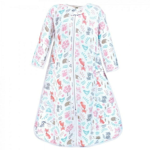 Hudson Baby Infant Girl Long Sleeve Muslin Sleeping Bag, Wearable Blanket, Sleep Sack, Woodland Fox, 0-6 Months