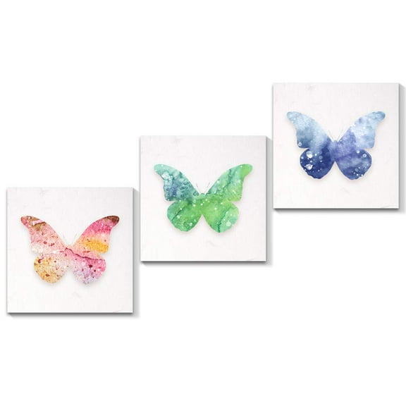 wall26 3 Panel Canvas Wall Art Beautiful Butterfly Pictures Home Wall Decorations for Bedroom Living Room Paintings Canvas Prints Framed - 24" 24" x3 Panels