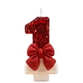 thumbnail image 1 of Bougie Pailletée Rouge, Bougie Chiffre Nœud Rouge, Décoration de Gâteau d'Anniversaire, Fournitures de Fête Rouges, Bougie d'Anniversaire pour Gâteau, Bougies Chiffres Nœud Rouges, Décoration de Dessus de Gâteau pour Fête d'Anniversaire, Nœud E Numéro 1, 1 of 6