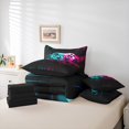 thumbnail image 5 of Manfei Futuristic Gamepad Boys Bedding Comforter Set 7-Piece, Cyan Pink Game Console King Bedding Sets, Geometric Abstract Honeycomb Reversible Bed Sheets, Ultra Soft Home Decor, 5 of 7