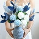 thumbnail image 5 of Arreglo de hortensias artificiales con jarrón | Flores de seda azul y blanco | Ramo ajustable | Maceta de cerámica | 15 pulgadas de alto | Inicio Decoración de banquetes de bodas | Multicolor | 1, 5 of 6