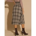 thumbnail image 3 of DARING DIVA Women's High Elastic Waist Fall Winter A-Line Midi Skirt XS Brown, 3 of 6