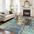 thumbnail image 2 of Rectangle Area Rugs 5 x 7 Ft, Vintage Sailboat Non-Slip Residential Carpet, Blue Ocean Seaports Anchors Farmhouse Wood Indoor Crawling Mats Runner Rugs for Living Room/Dining Room/Bedroom, 2 of 8