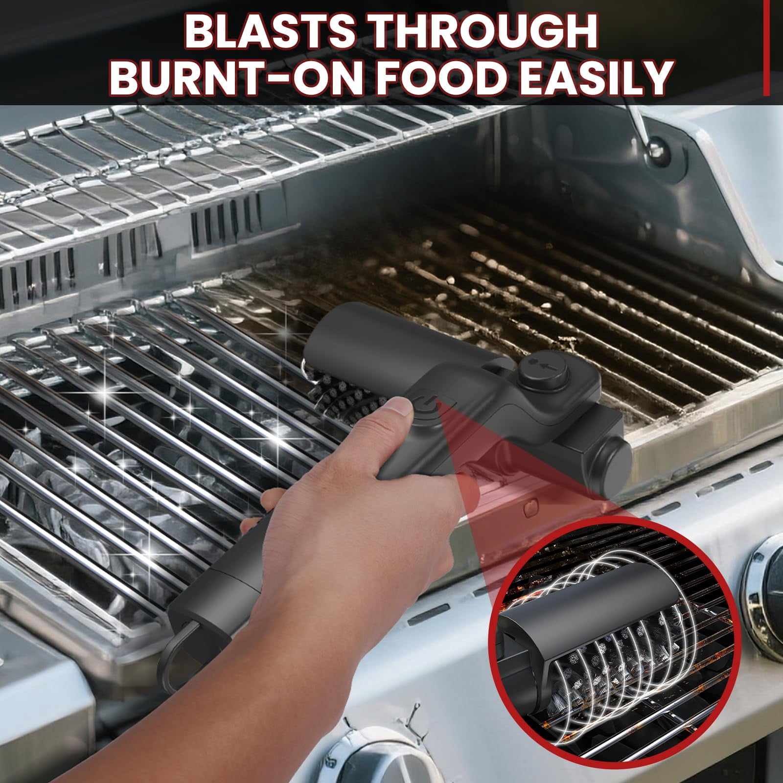 Electric Grill Brush,Cordless Electric Bbq Grill Cleaner With Powerful Motor,Electric Rotary Bbq Grill Brush,Rechargeable Grill Cleaning Brush for Outdoor Grill,Grilling Accessories